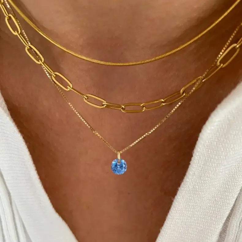 Vintage necklace with blue zircons