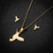 Gold hummingbird necklace + earrings