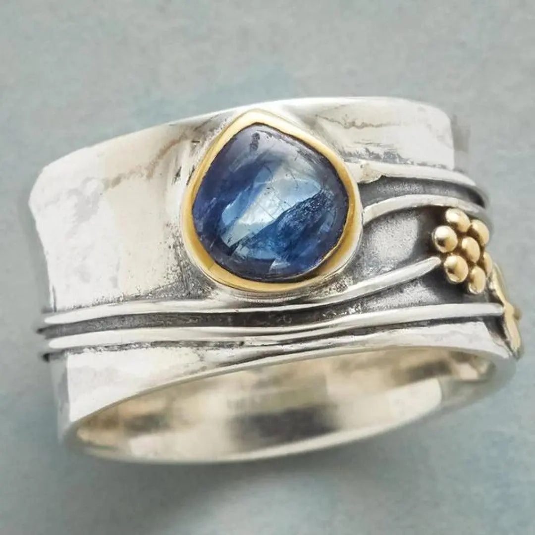 Boho meditation ring with gemstone