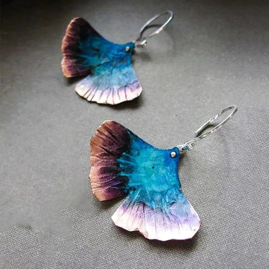 Boho earrings with blue butterfly in sterling silver