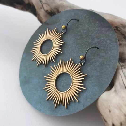 Silver boho sunshine earrings