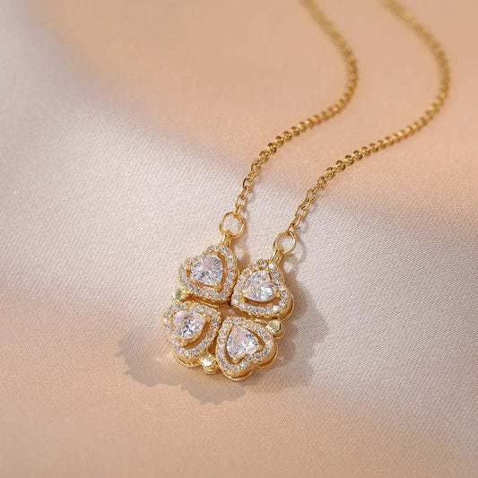 Clover necklace with diamond accents