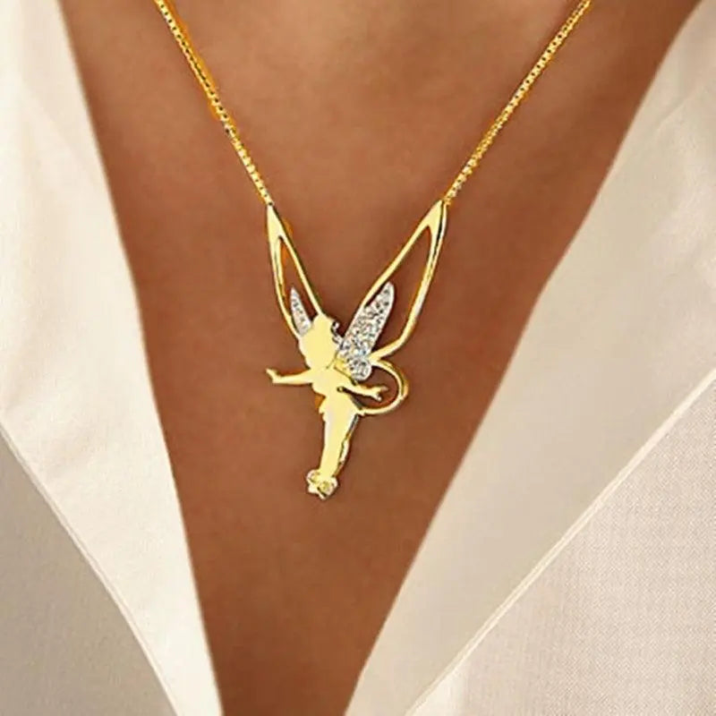 Gold and silver fairy necklace