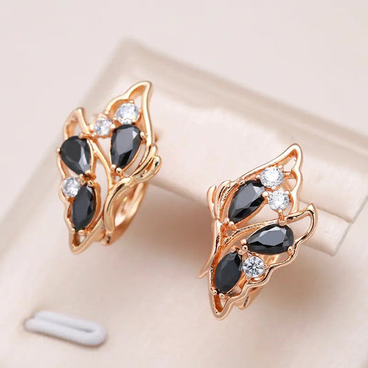 Earrings with black crystals