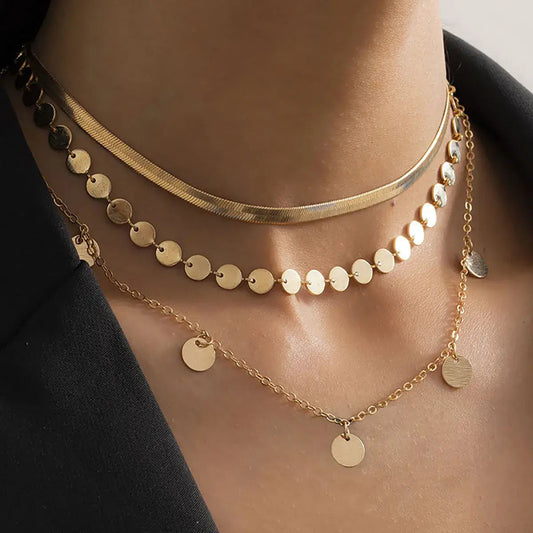 Round gold-plated necklaces