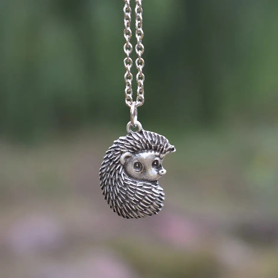 Vintage style hedgehog necklace