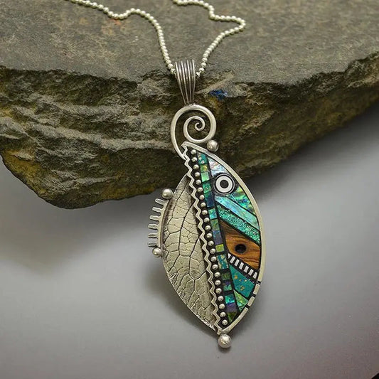 Green crystal necklace in sterling silver