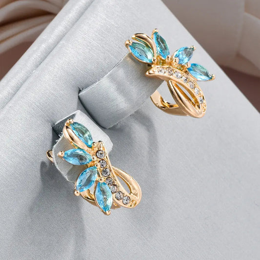 Elegant earrings with blue crystals